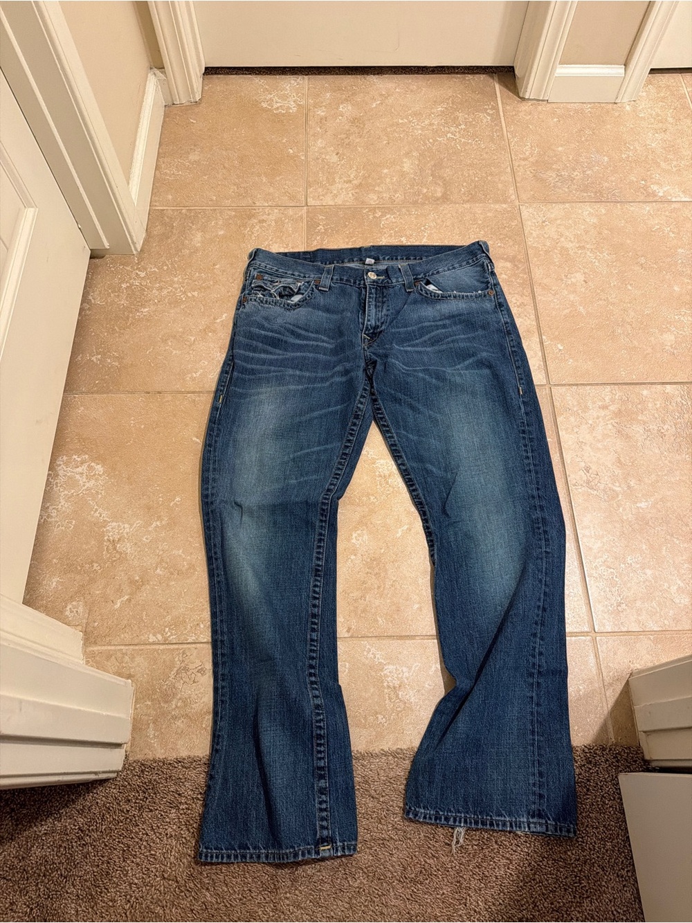 True Religion Men's Dark Blue Bootcut Jeans